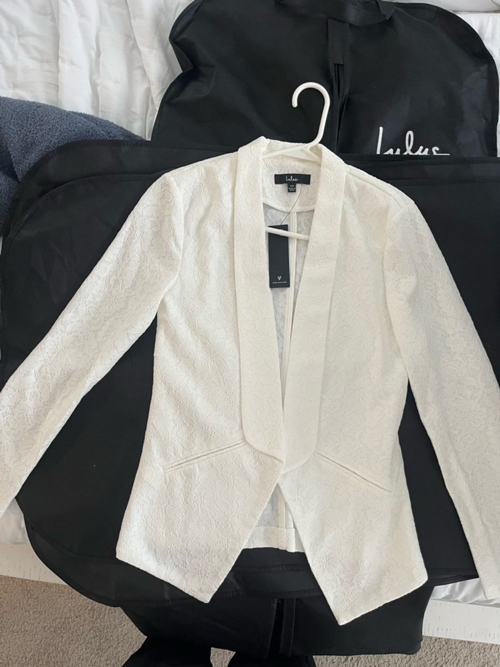 Ivory Lace Open-Front Blazer